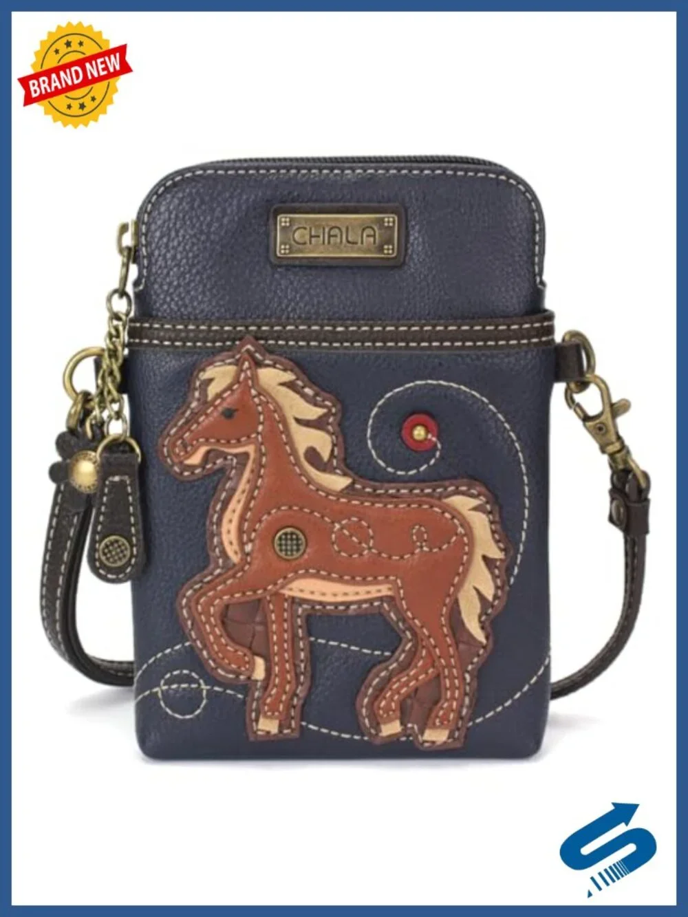 PU Leather/Canvas Cell Phone Crossbody Purse with Adjustable Strap